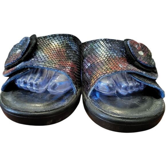 Flexus Italian Comfort By Spring Step Leather Sandals Black Red Floral, 8.5 - Picture 3 of 8